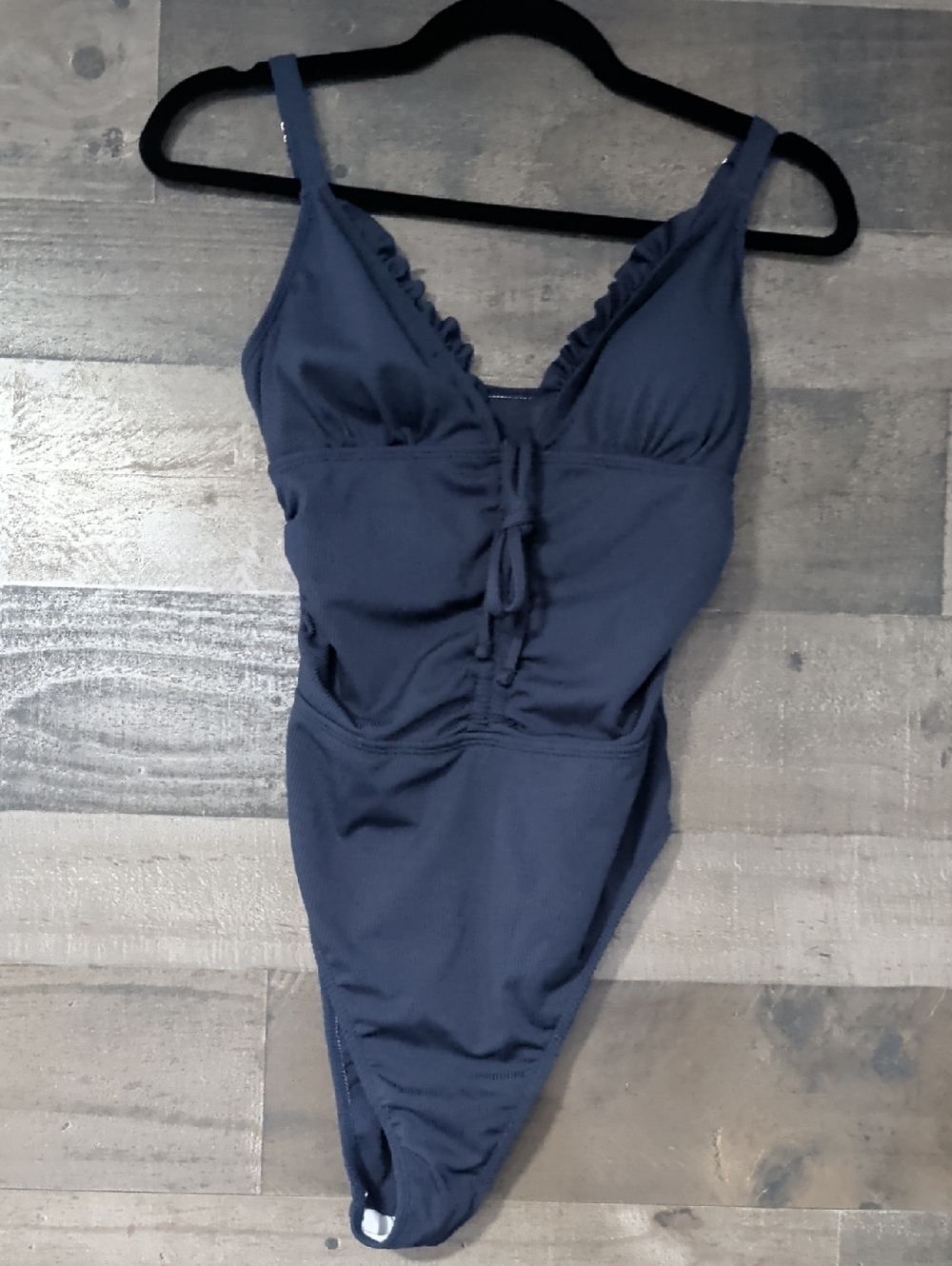 SHEIN Navy Blue One-Piece Swimsuit with Front Tie